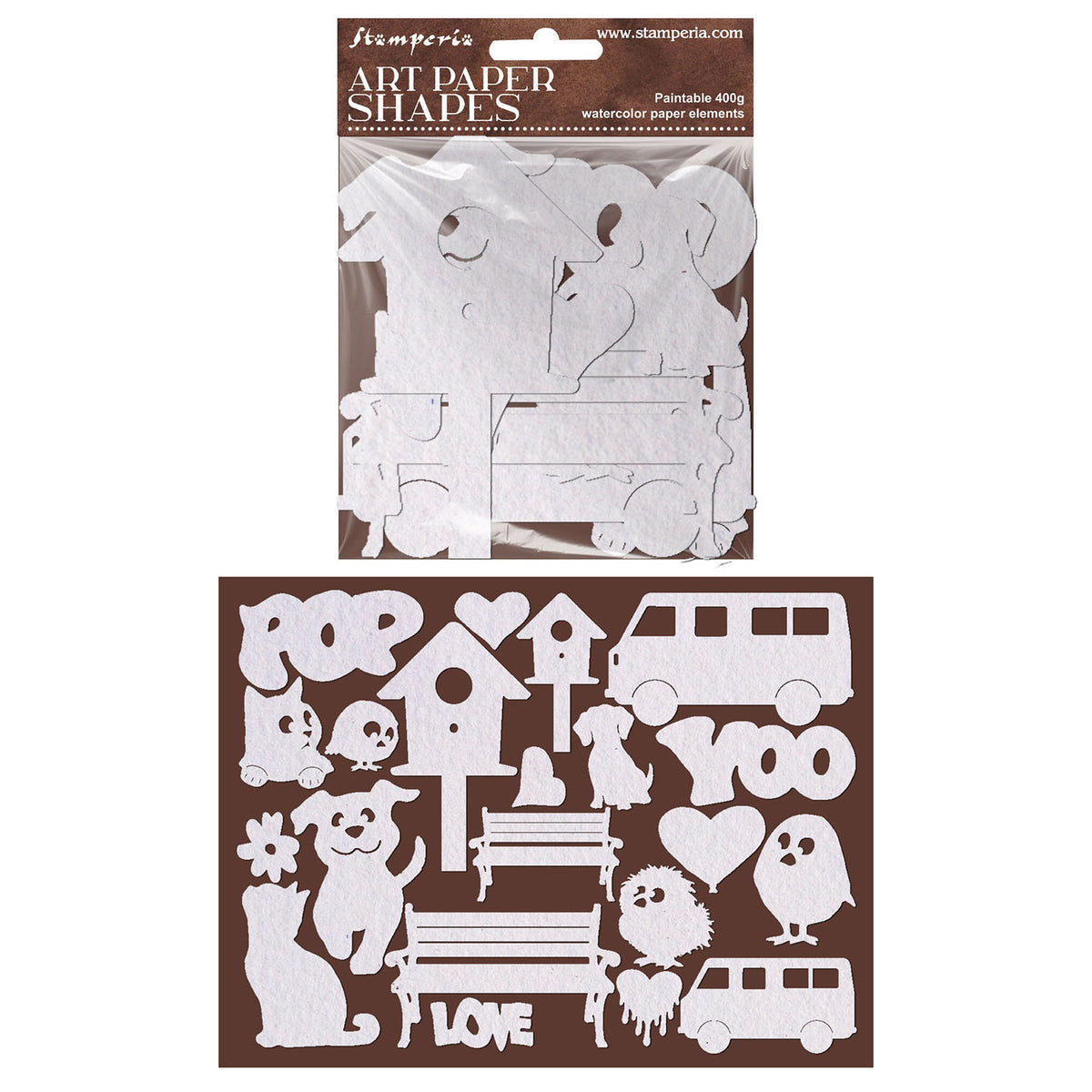 Stamperia Furry Friends 2 Laser Cut Art Paper Shapes sbcu007