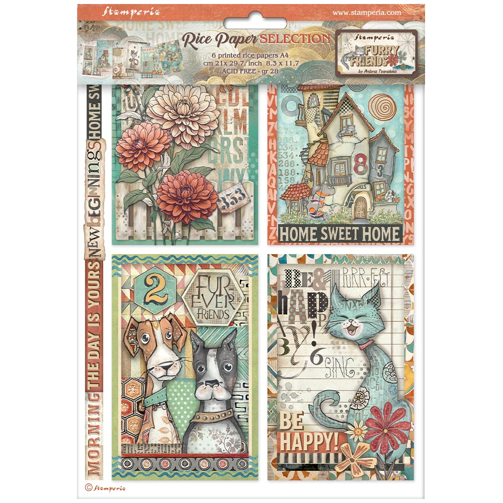 Stamperia Furry Friends A4 Rice Paper dfsa4xff