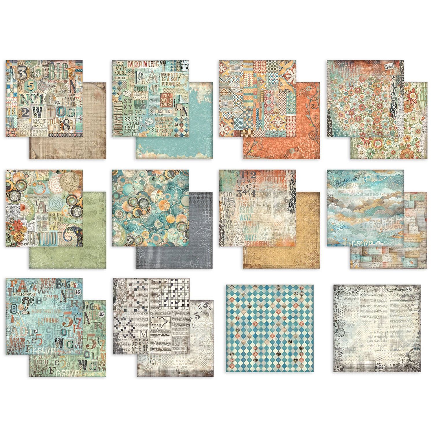 Stamperia Furry Friends Backgrounds 8x8 Paper sbbs133 sheets