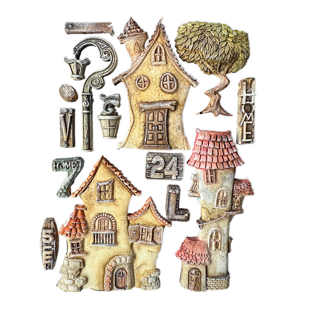 Stamperia Furry Friends Houses A5 Silicone Mold kacma592 color
