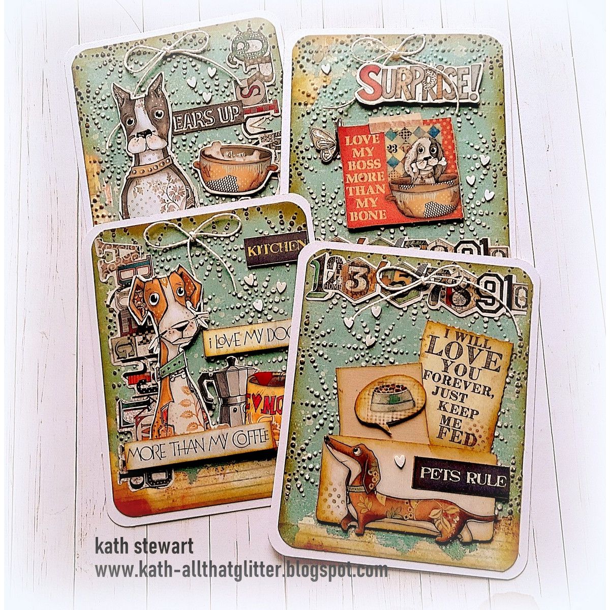 Stamperia Furry Friends Junk Journal sbjk07 dogs surprise string bow pets rule card kath stewart | color-code:ALT02