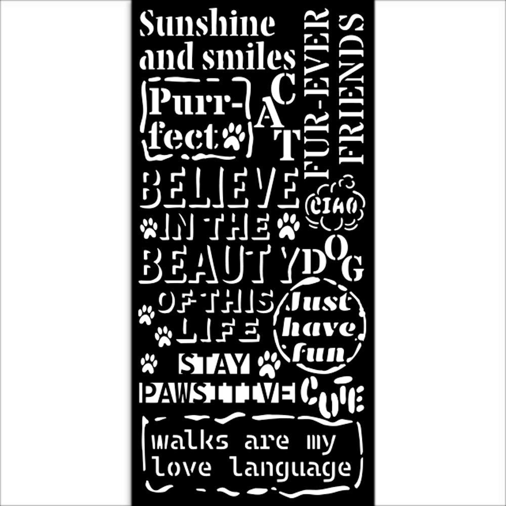 Stamperia Furry Friends Quotes Pattern Stencil kstdl132