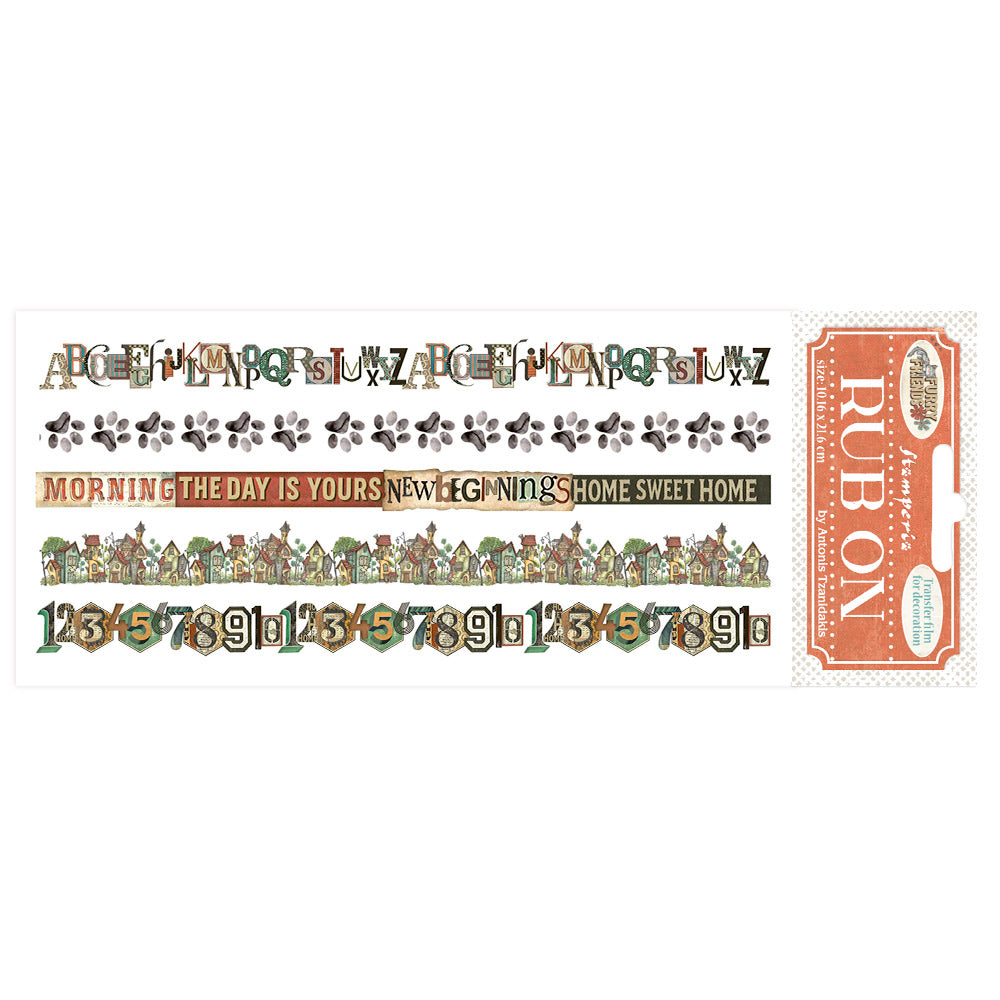 Stamperia Furry Friends Stripes Rub Ons dflrb201