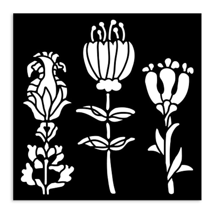 Stamperia Furry Friends Stylized Flowers Stencil kstds63