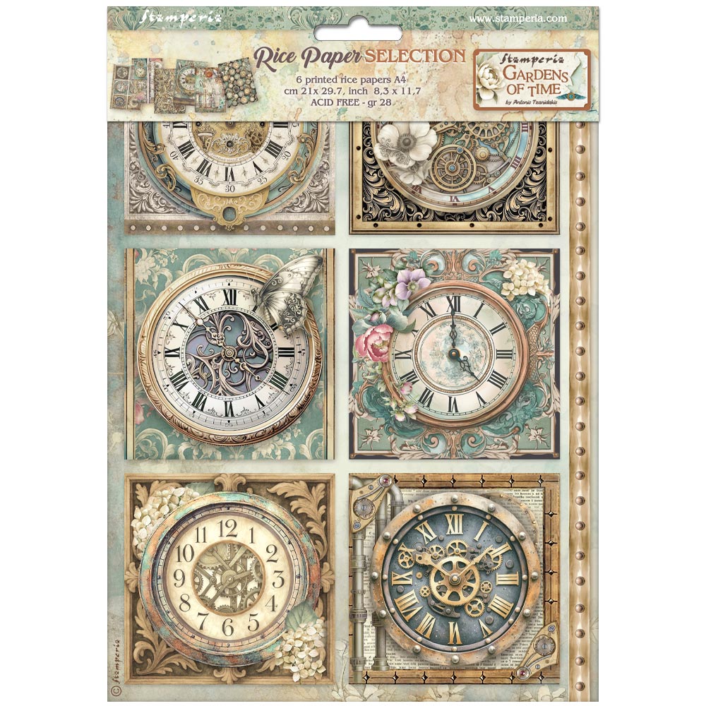 Stamperia Gardens of Time A4 Rice Paper dfsa4xtm