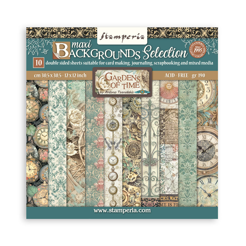 Stamperia Gardens of Time Backgrounds 12x12 Paper sbbl186