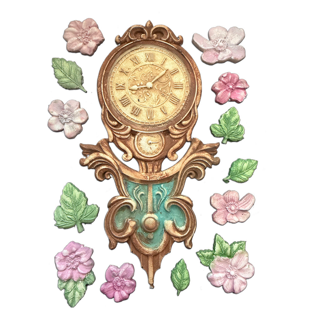 Stamperia Gardens of Time Clock And Flowers A5 Silicone Mold
