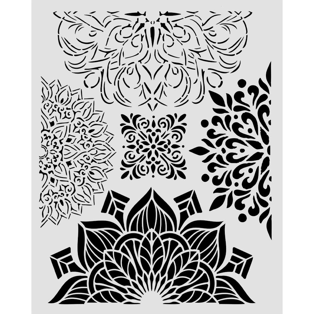 Stamperia Gardens of Time Half Friezes 8x10 Stencil kstd204