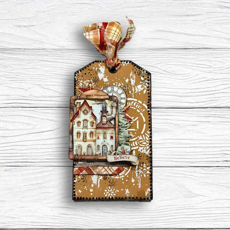 Stamperia Gear Up For Christmas Snowglobes Clear Stamps wtk197 cute tag