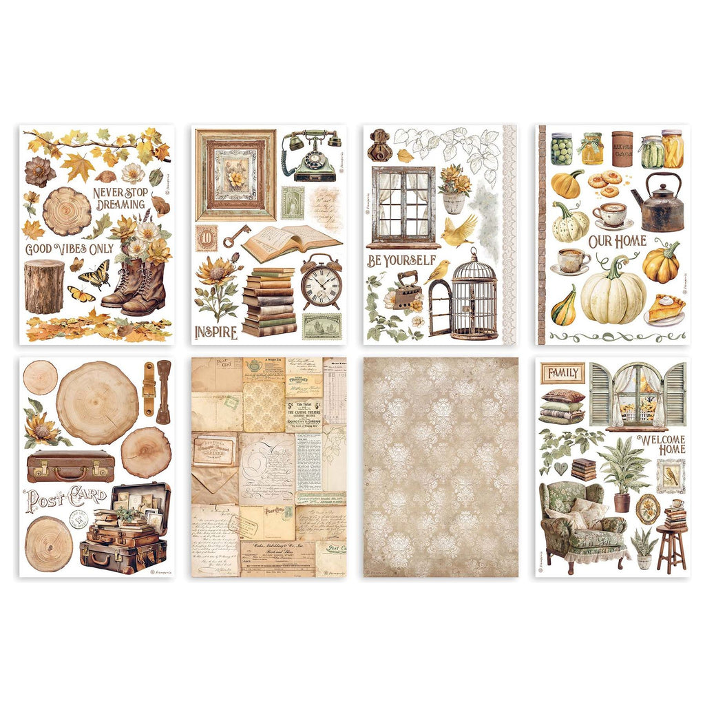 Stamperia Golden Harmony Washi Pad 8 Sheets A5 sbw11 pages