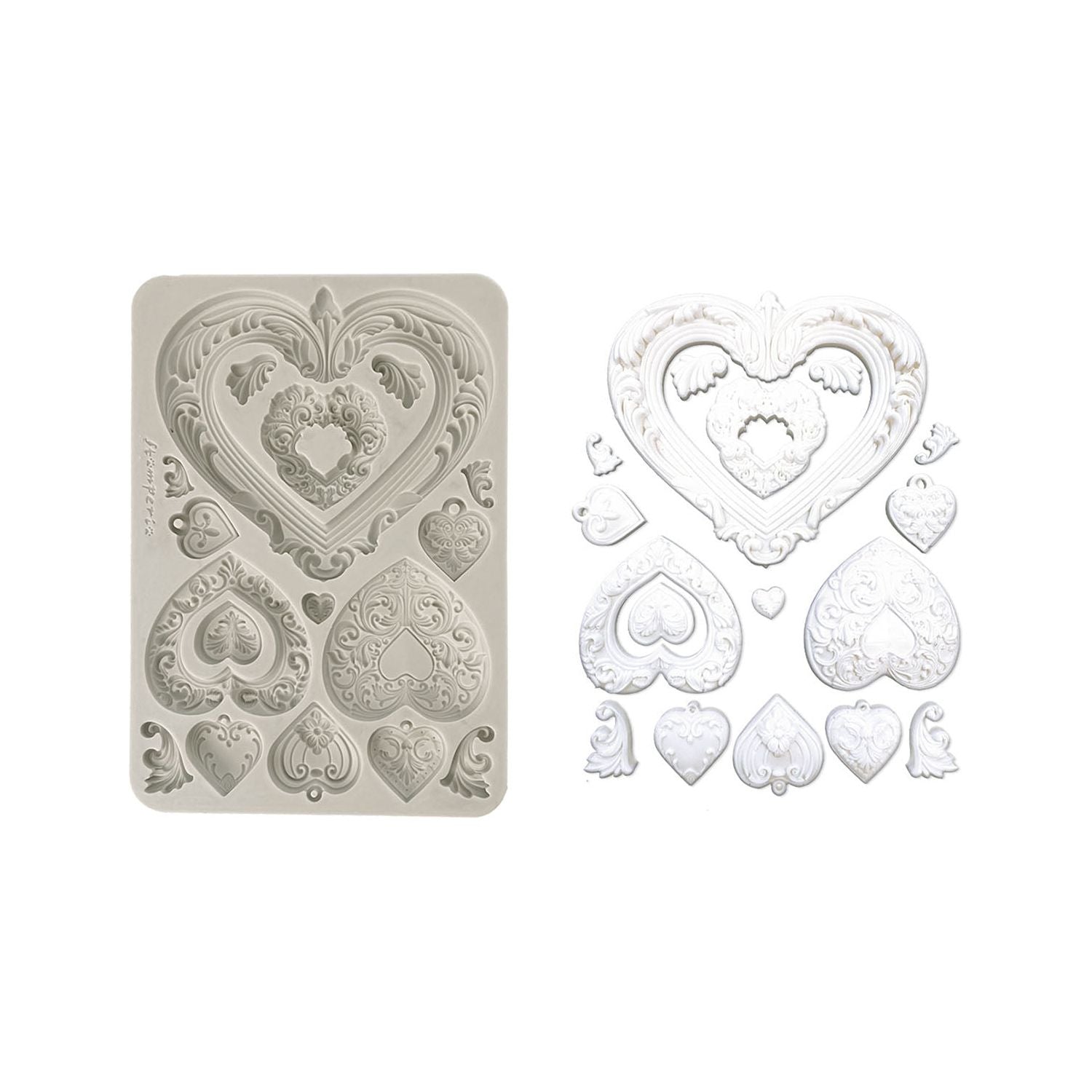 Stamperia Hearts Silicone Mold a5 kacma558