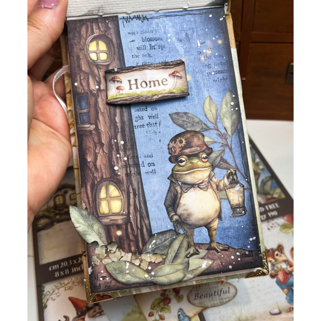 Stamperia Hidden Grove 8x8 Paper Pad sbbs124 frog