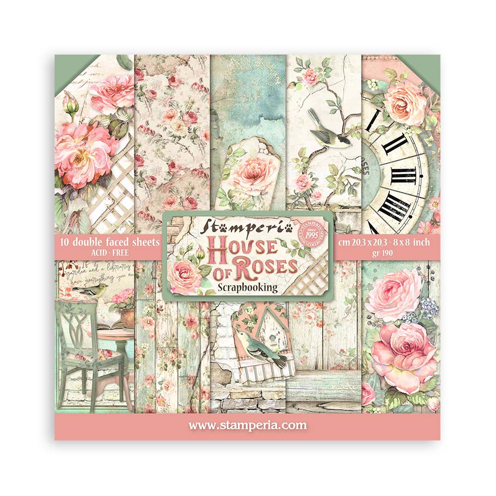Stamperia House Of Roses 8x8 Paper Pad sbbs08
