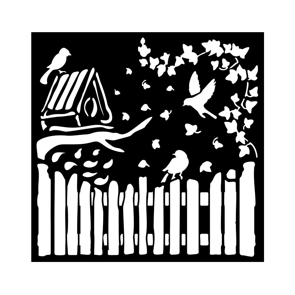 Stamperia House Of Roses Fence And Birds Stencil kstdq122
