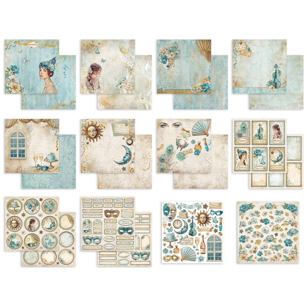 Stamperia Masquerade 12x12 Paper sbbl165 pages
