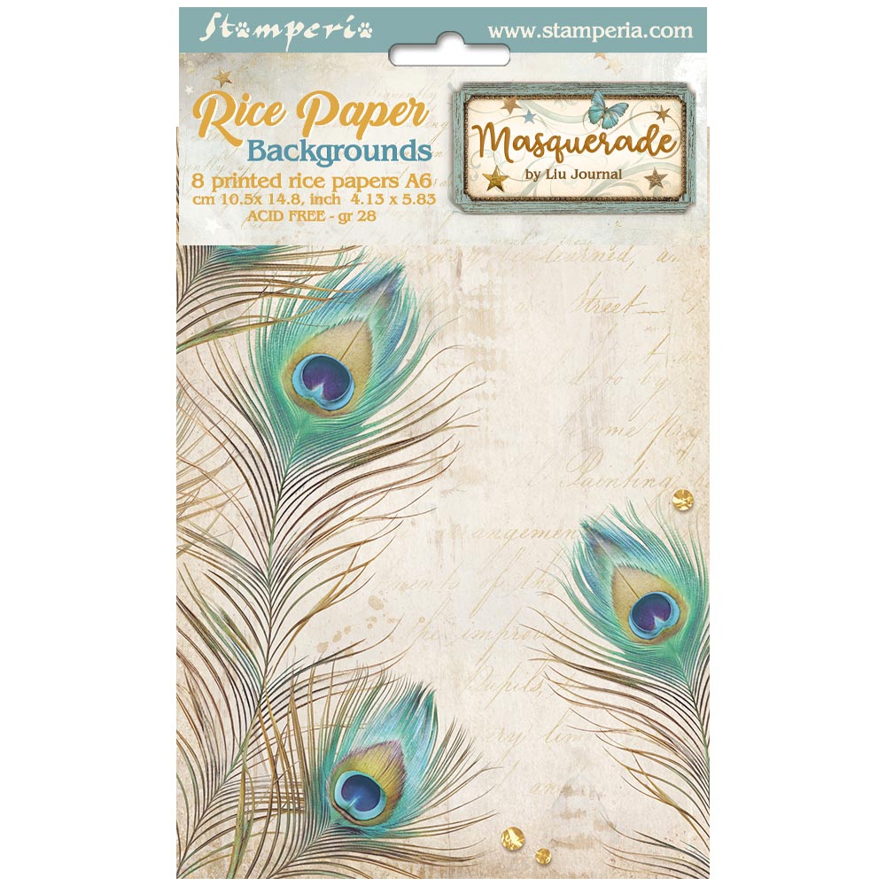 Stamperia Masquerade A6 Backgrounds Rice Paper dfsak6036
