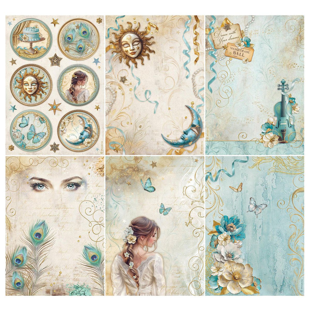 Stamperia Masquerade Rice Paper A4 dfsa4xms pages