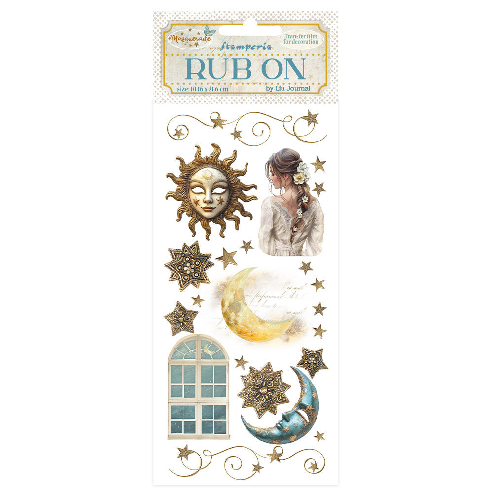 Stamperia Masquerade Sun And Moon Rub Ons dflrb136
