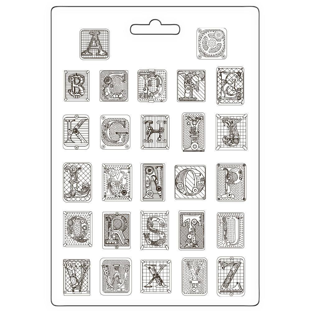 Stamperia Master Of Magic Alphabet Soft Mold A4 k3pta4589 outline