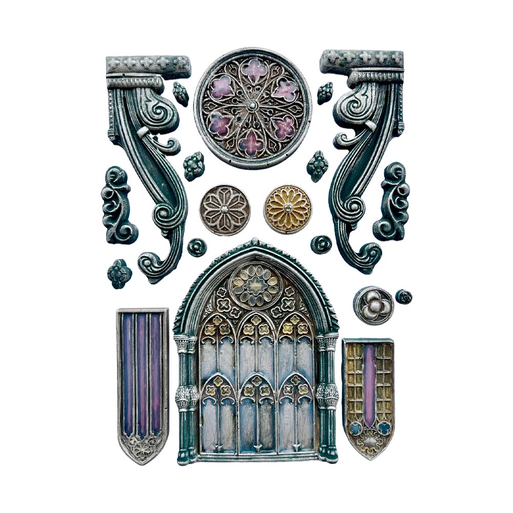 Stamperia Master Of Magic Gothic Architecture Elements Silicone Mold A5 kacma569 color