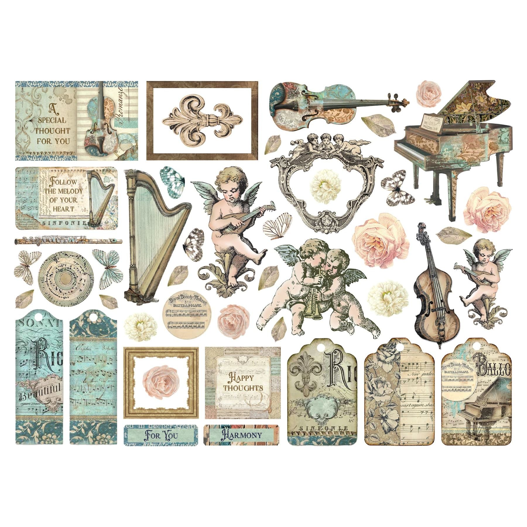 Stamperia Music Assorted Die Cuts dfldc108 pieces