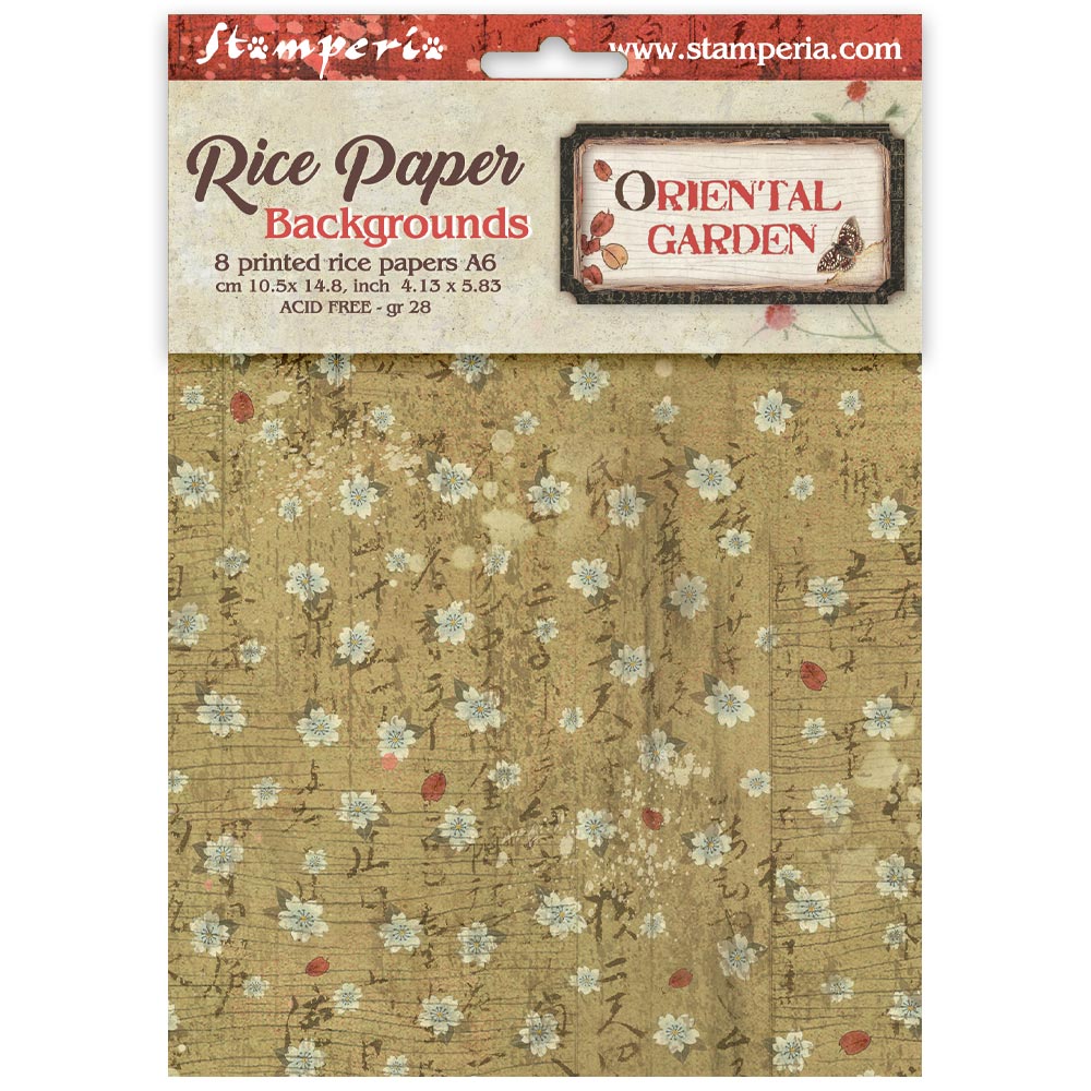 Stamperia Oriental Garden A6 Backgrounds Rice Paper dfsak6057