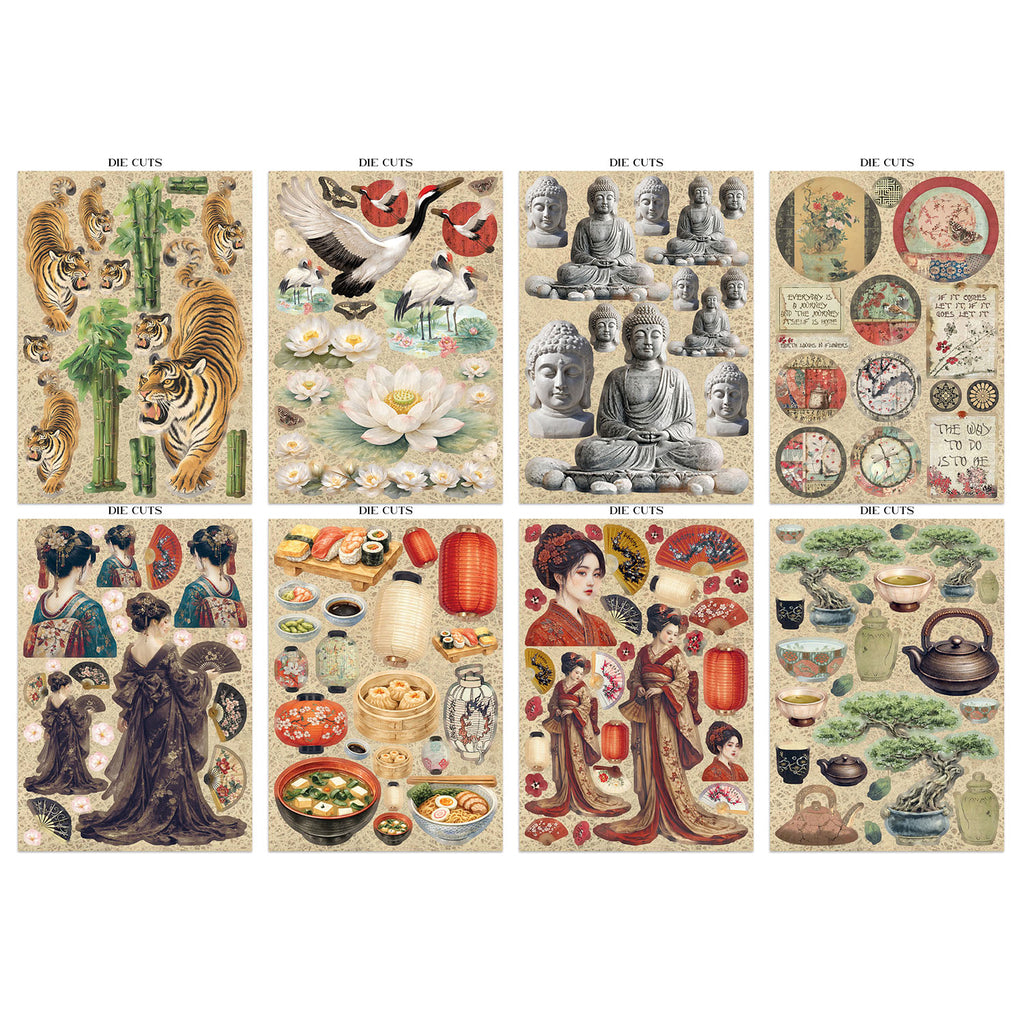 Stamperia Oriental Garden Junk Journal Focus Points sbjks05 die cuts