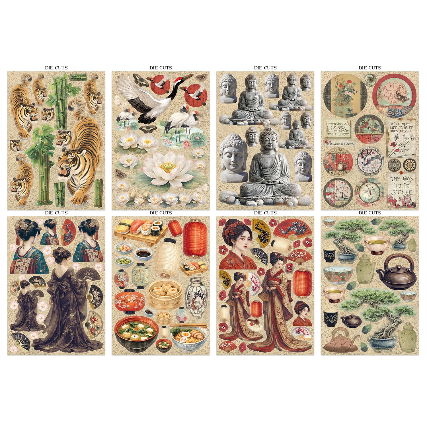 Stamperia Oriental Garden Junk Journal Focus Points sbjks05 die cuts