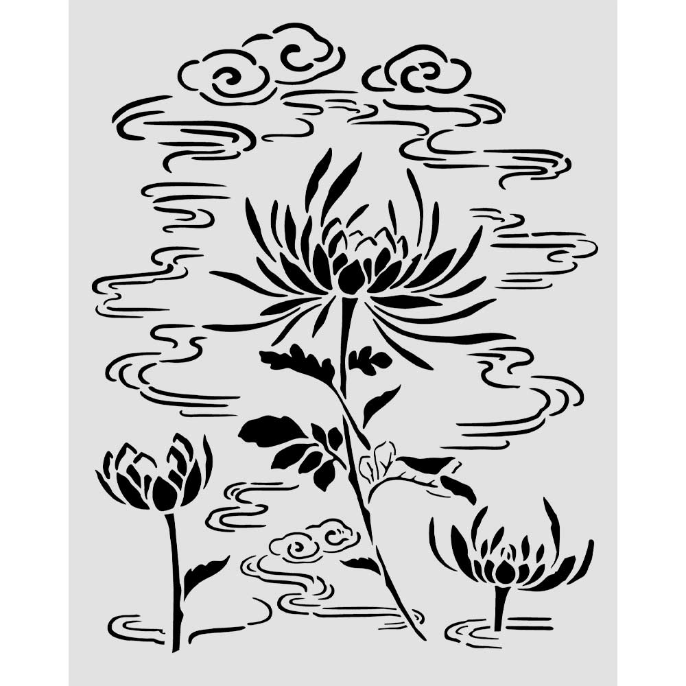 Stamperia Oriental Garden Lotus Flower 8x10 Stencil kstd214