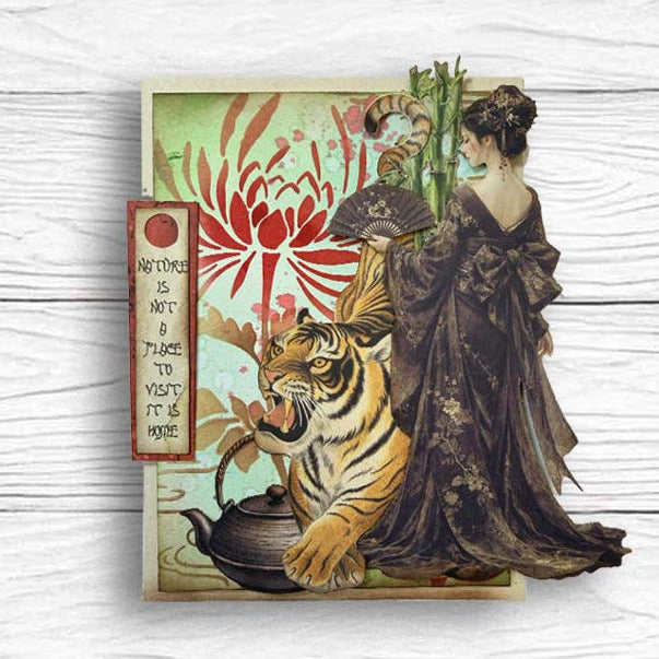 Stamperia Oriental Garden Rub On Kit dflrbxg11 tiger