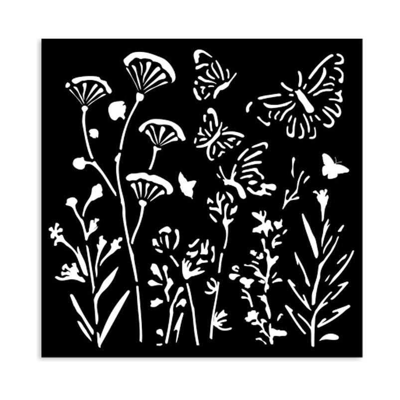 Stamperia Poppies And Butterfly Small Stencil kstds16