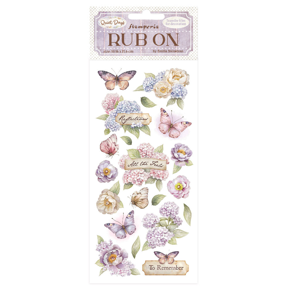 Stamperia Quiet Days Hydrangea And Butterfly Rub Ons dflrb202
