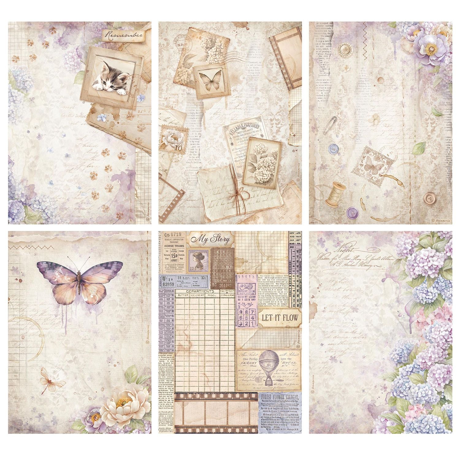 Stamperia Quiet Days Rice Paper A4 dfsa4xqd pages