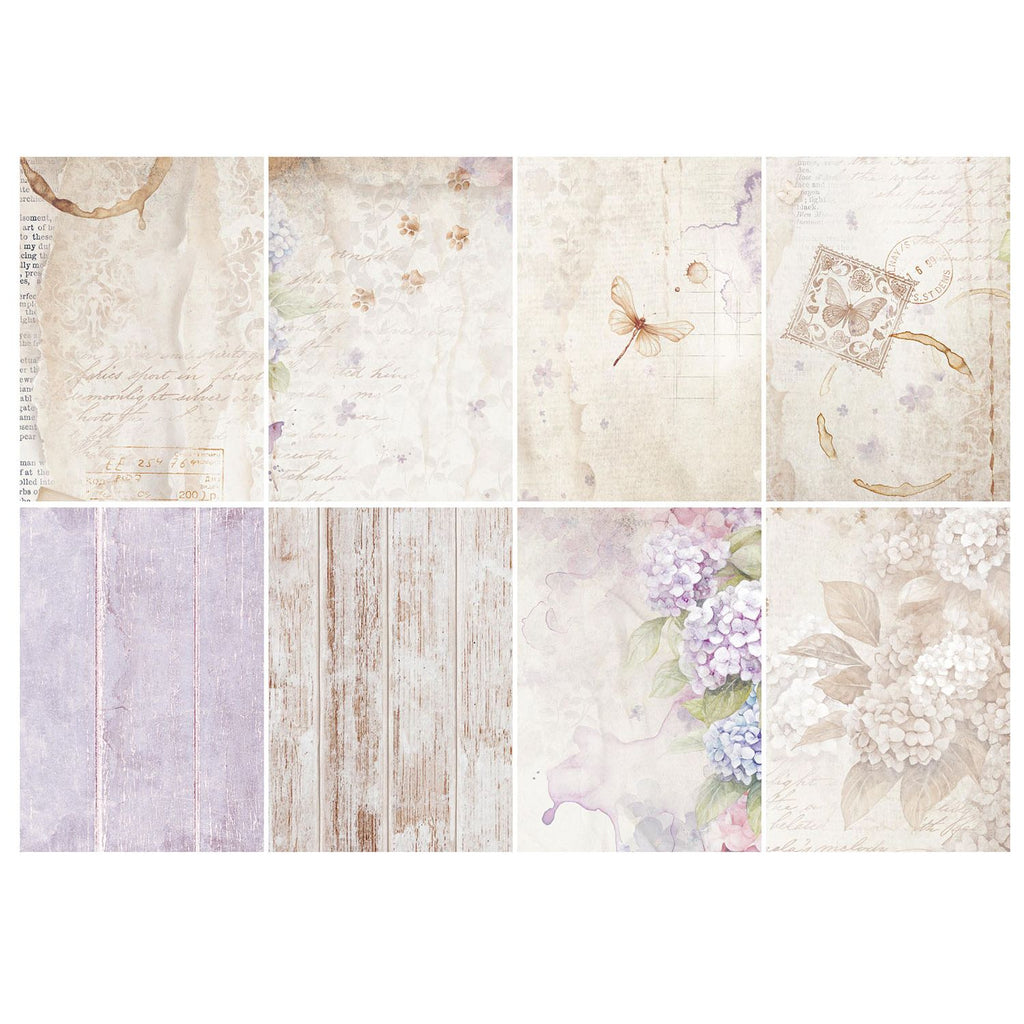 Stamperia Quiet Days Rice Paper A6 Backgrounds dfsak6047 pages