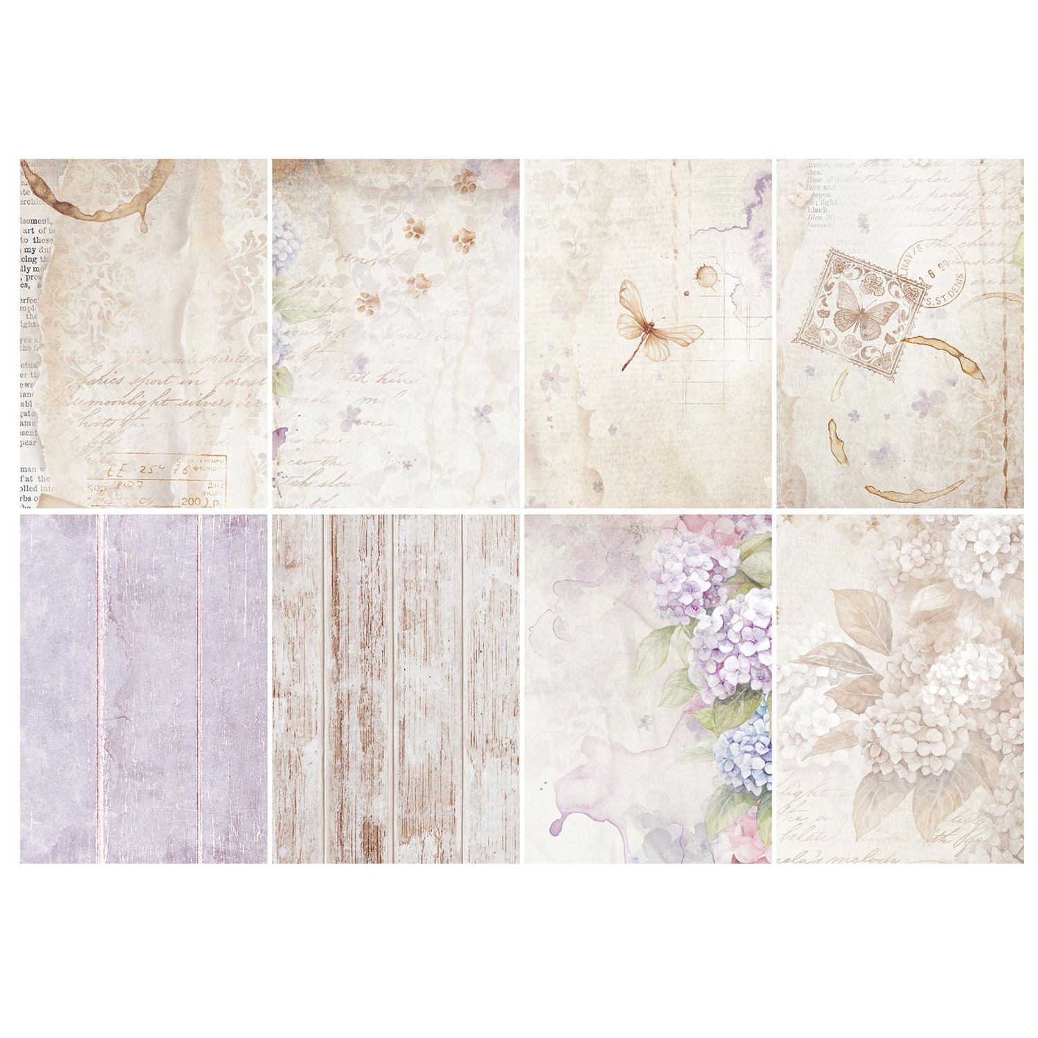 Stamperia Quiet Days Rice Paper A6 Backgrounds dfsak6047 pages