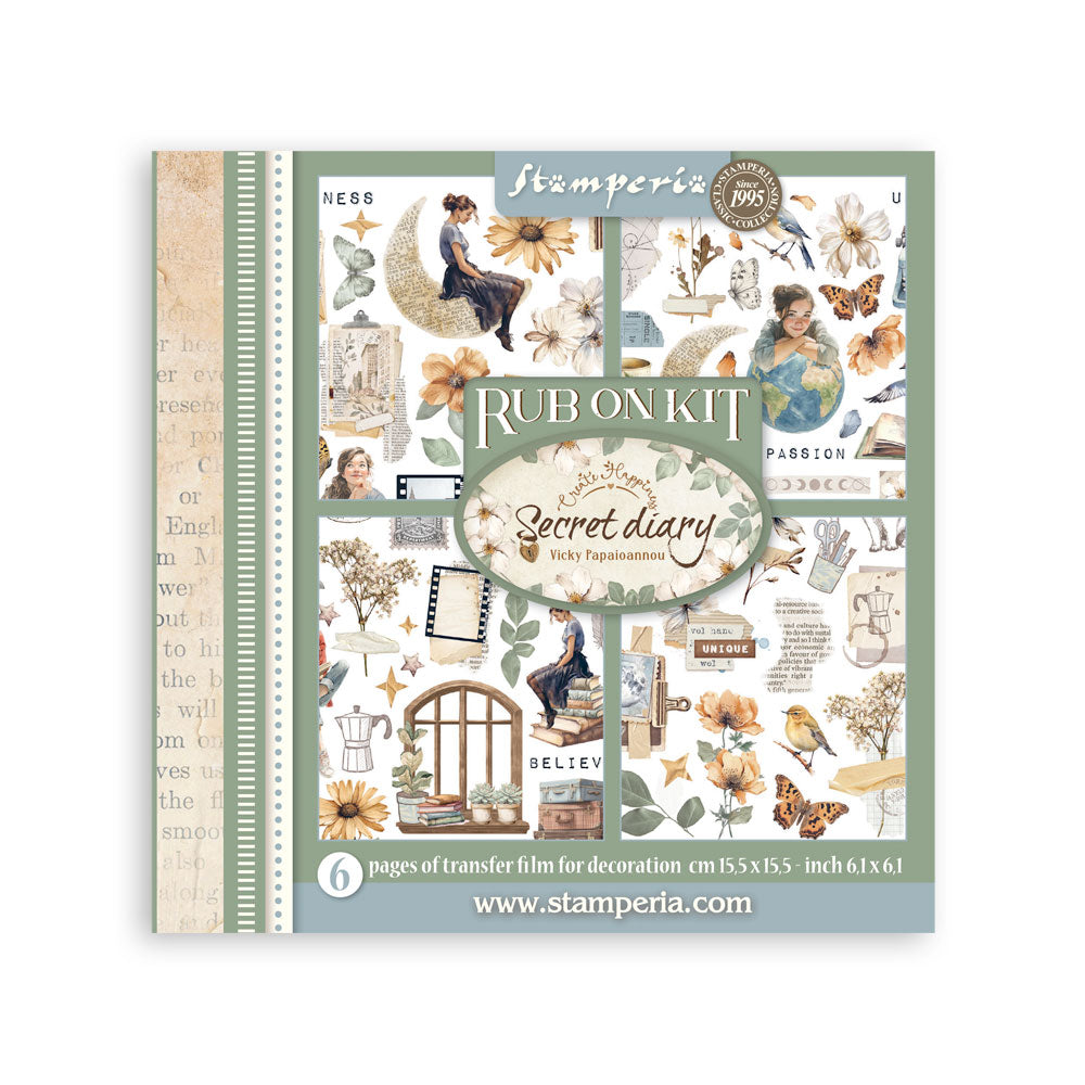 Stamperia Secret Diary Rub On Kit dflrbx09