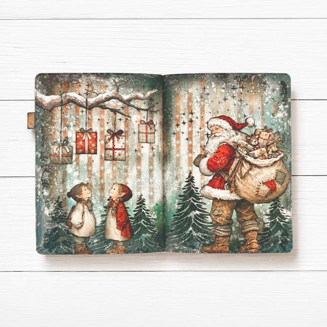 Stamperia Silent Night 12x12 Paper sbbl192 presents hanging santa little elves