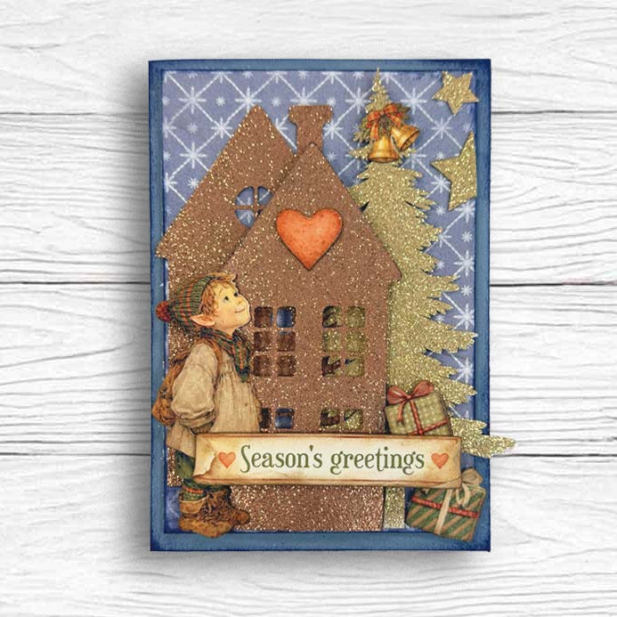 Stamperia Silent Night 8x8 Paper sbbs148 christmas tree seaason's greetings card