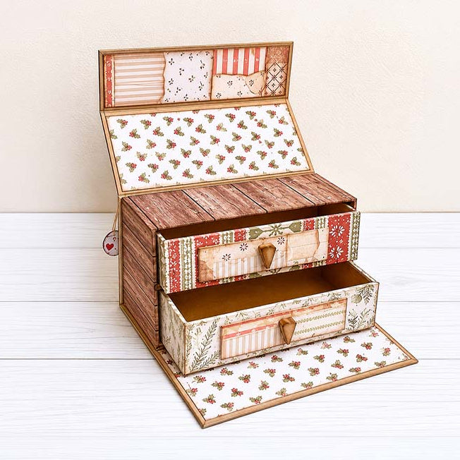 Stamperia Silent Night Backgrounds 12x12 Paper sbbl193 red stripes garland background box