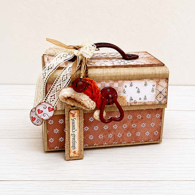 Stamperia Silent Night Backgrounds 12x12 Paper sbbl193 santa hat season's greetings box