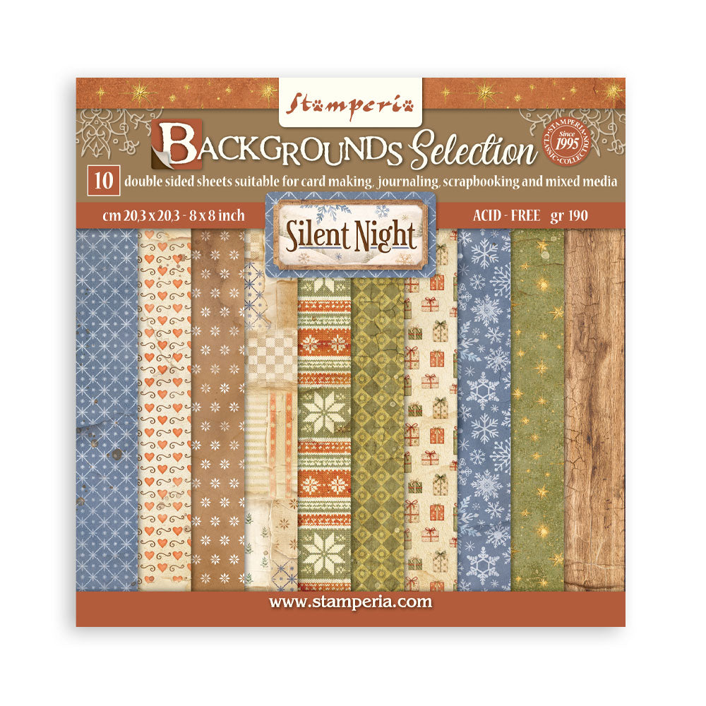 Stamperia Silent Night Backgrounds 8x8 Paper sbbs149