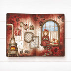 Stamperia Silent Night Clear Stamps wtk244 little girl knitting fireplace
