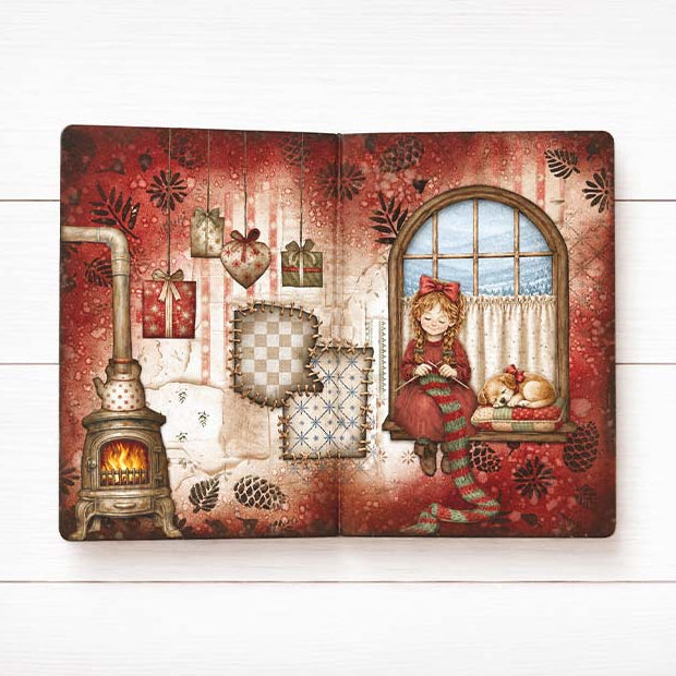Stamperia Silent Night Clear Stamps wtk244 little girl knitting fireplace