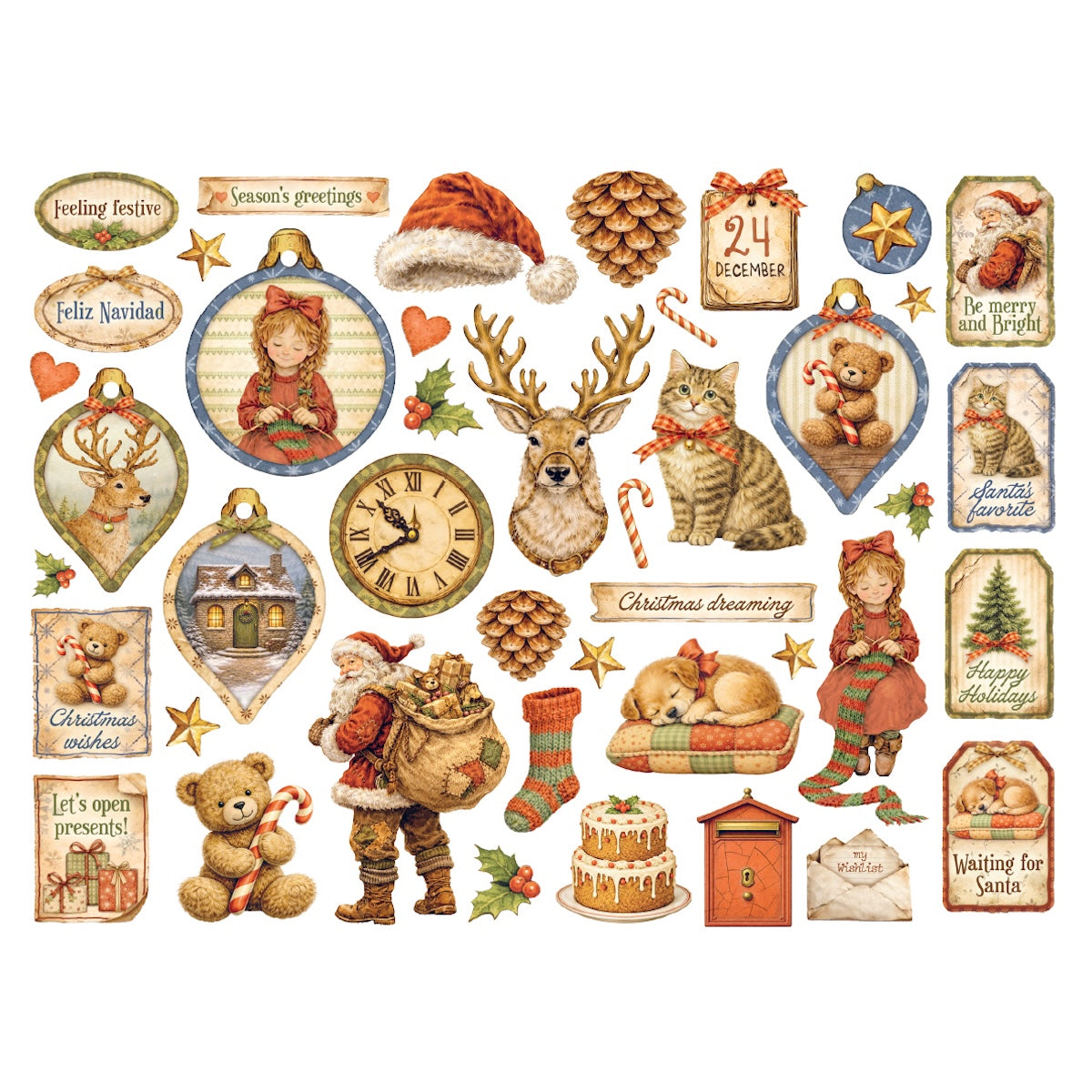 Stamperia Silent Night Die Cuts dfldc140 contents inside