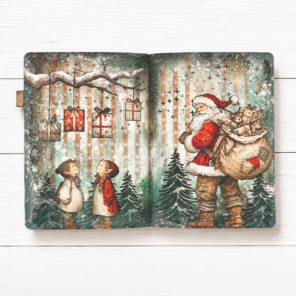 Stamperia Silent Night Rub On Kit dflrbx20 santa with gifts presents