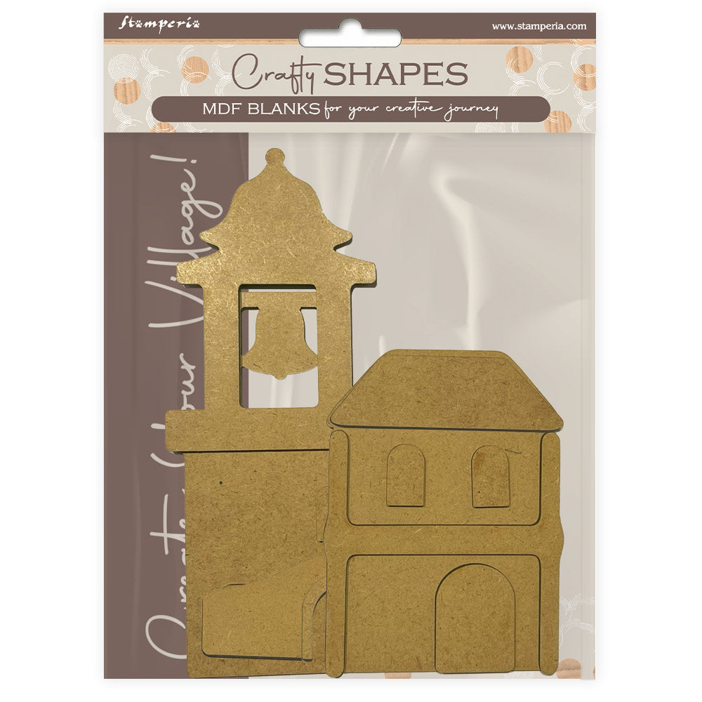 Stamperia Silent Sea Bell Tower And Bridge Landscape Village Crafty Shapes klsm47