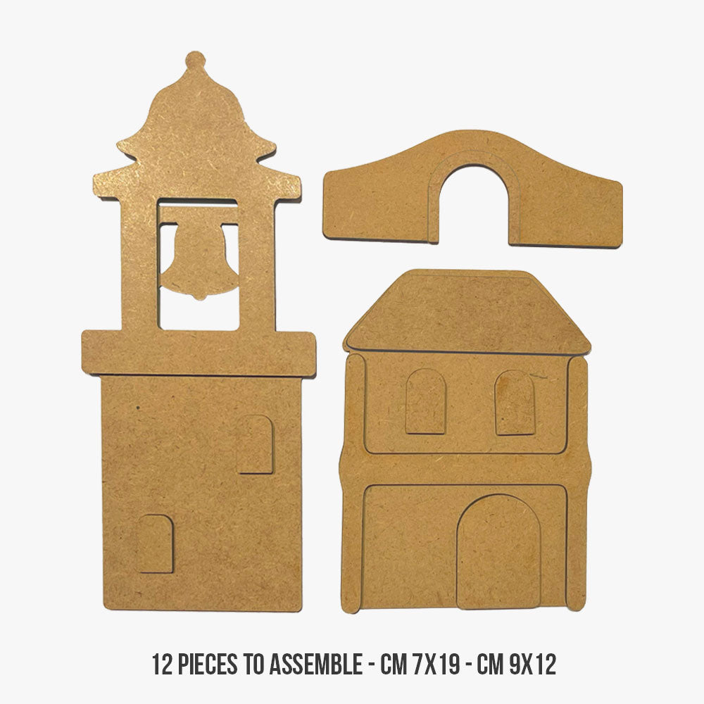 Stamperia Silent Sea Bell Tower And Bridge Landscape Village Crafty Shapes klsm47 dimension