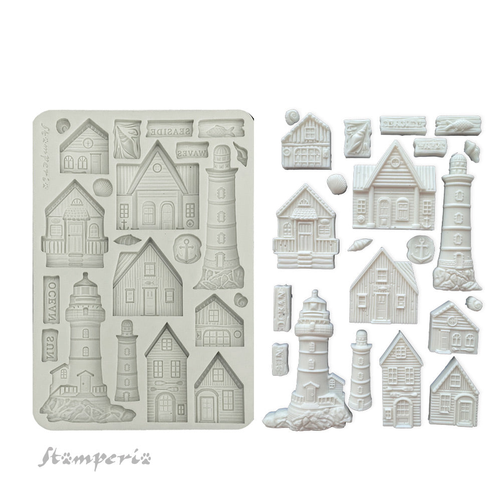 Stamperia Silent Sea Houses and Lighthouse A5 Silicone Mold kacma577