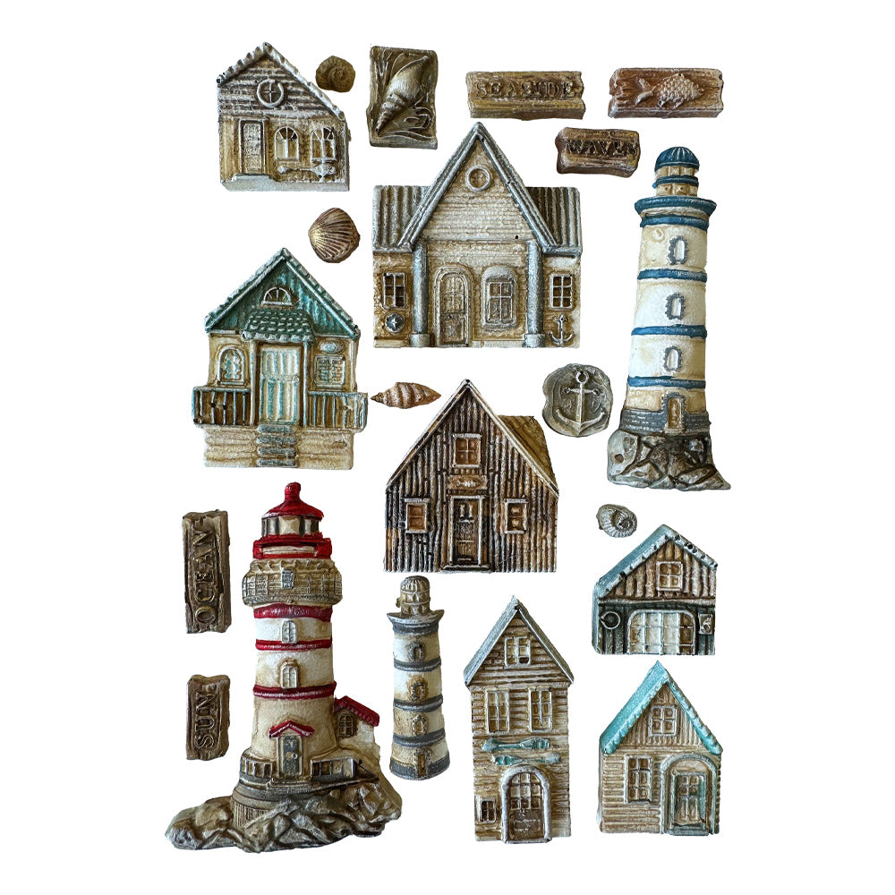 Stamperia Silent Sea Houses and Lighthouse A5 Silicone Mold kacma577 mold