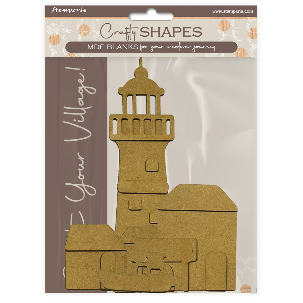 Stamperia Silent Sea Lighthouse Landscape Village Crafty Shapes klsm49